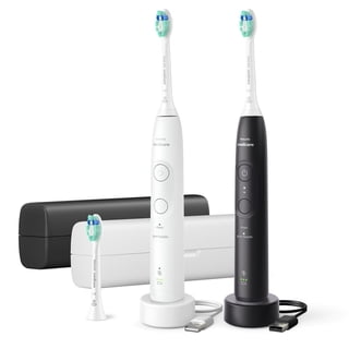 Philips Sonicare Total Clean Rechargeable Toothbrush, White and Black, 2 pk.
