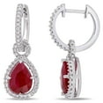 thumbnail image 1 of Ruby and 0.36 CT. T.W. Diamond Teardrop Halo Cuff Earrings in 14K Gold, 1 of 5