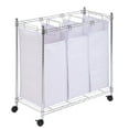 thumbnail image 2 of Honey-Can-Do White/Chrome Rolling Triple Sorter Hamper, 2 of 2