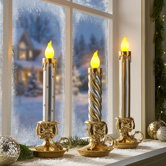 Member's Mark Pre-Lit Nostalgic Candlestick Décor, Set of 3