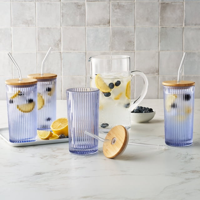 Member's Mark 4-Pack Glass Tumblers with Bamboo Lids