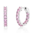 thumbnail image 2 of Lab Created Gemstone Huggie Hoop Earrings in Sterling Silver, 2 of 6