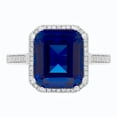 thumbnail image 1 of Lab Created Emerald Cut Gemstone and Diamond Ring in Sterling Silver, 1 of 4