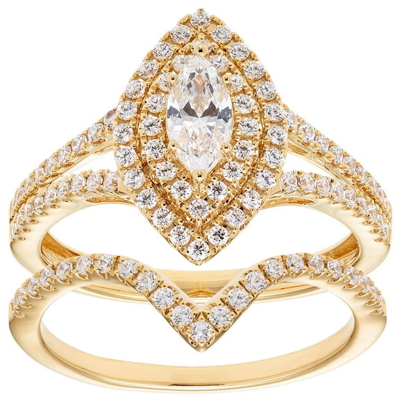 1.00 CT. T.W. Marquise Diamond Engagement Ring and Band in 14K Gold