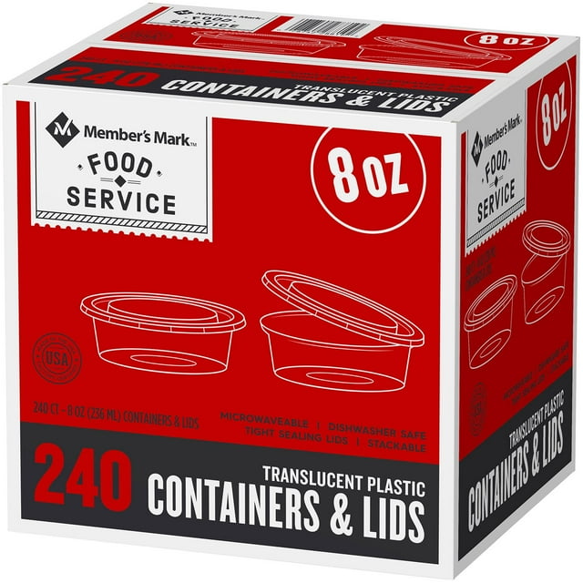 Member's Mark Plastic Deli Containers with Lids 8 oz., 240 ct.