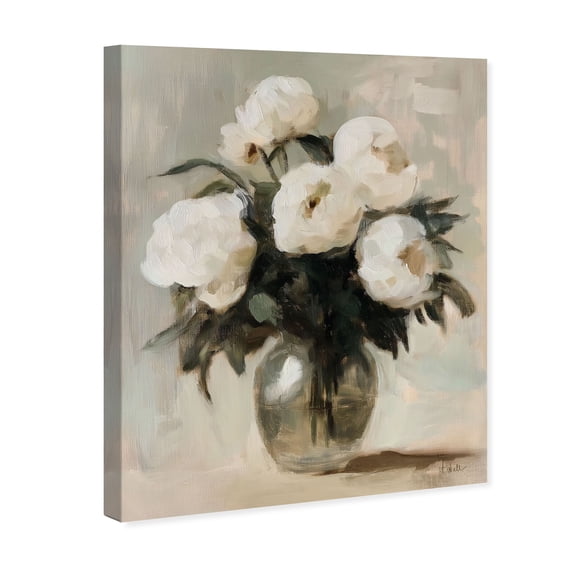 Cream Roses Vase Floral Canvas Print by Oliver Gal Prints