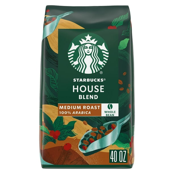 Starbucks House Blend Medium Roast Whole Bean Coffee, 40 oz