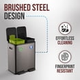 thumbnail image 4 of Simpli-Magic 16 Gallon (30L x 30L) Dual Compartment Step Trash Can, Multiple Colors – Kitchen Garbage Can with Slow-Close Lids – Waste & Recycling Bins, Odor Control, Hands-Free, Easy to Clean, 4 of 5