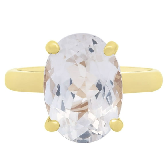 Solitaire Oval Gemstone Ring in 14K Gold