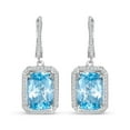 thumbnail image 2 of Cushion Cut Gemstone Halo Dangle Earrings in Sterling Silver, 2 of 5