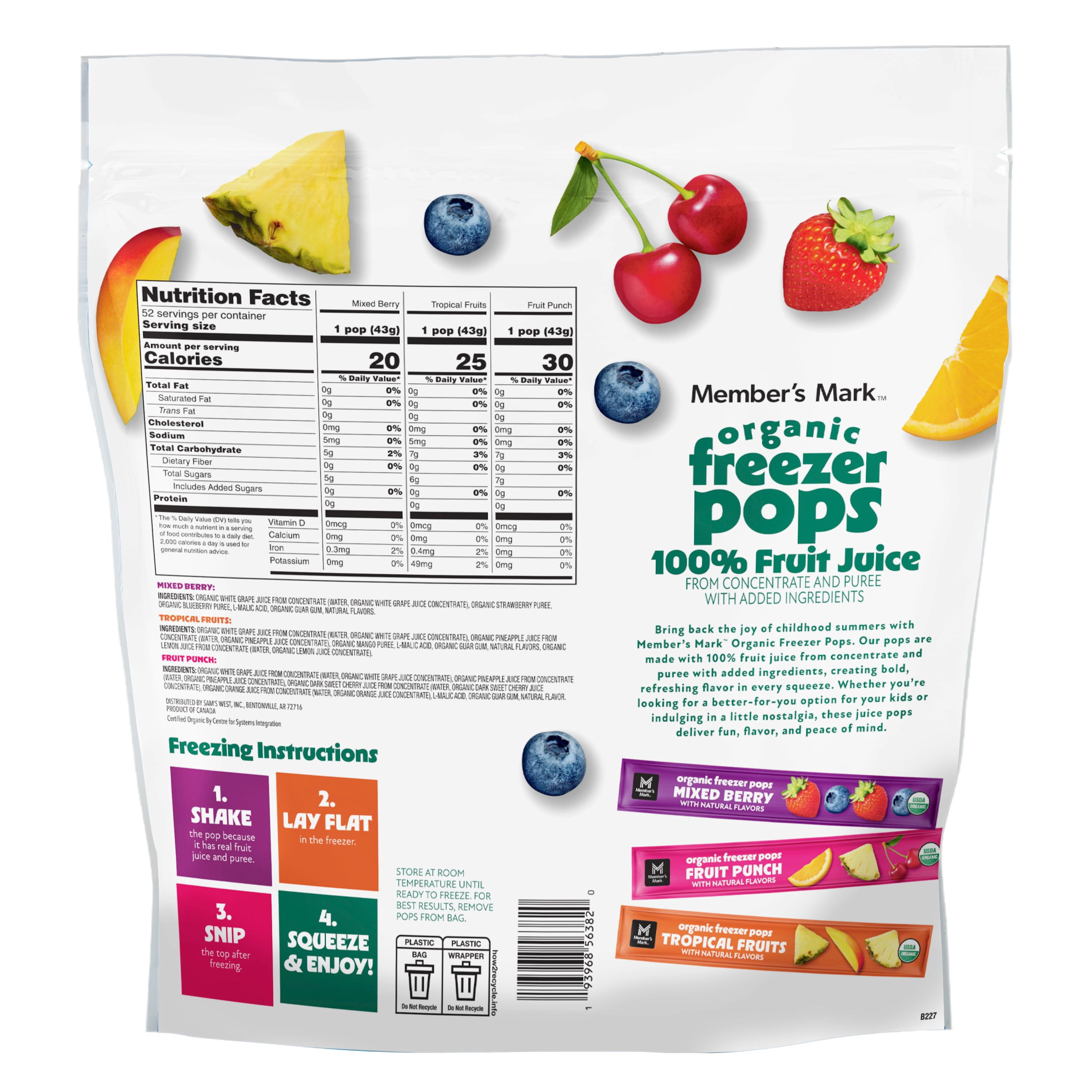 Member's Mark Organic Freezer Pops, 52 ct. - Samsclub.com