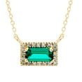 thumbnail image 1 of Baguette Cut Gemstone and 0.06 CT. T.W. Diamond Halo Pendant Necklace in 14K Gold, 1 of 5