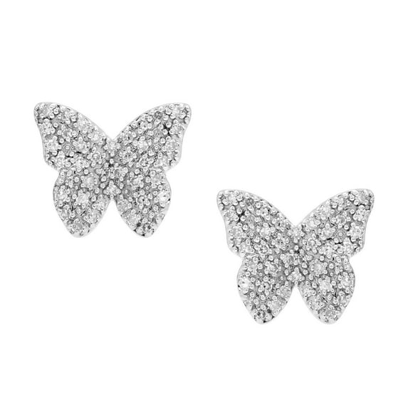 Diamond Stud Earrings in Sterling Silver