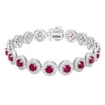 thumbnail image 1 of Round Cut Lab Created Gemstone Halo Tennis Bracelet, 1 of 4