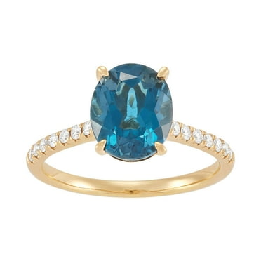 Oval Cut London Gemstone & 0.19 CT.T.W. Diamond Ring in 14K Gold