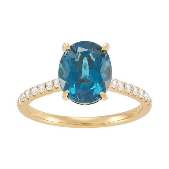 Oval Cut London Gemstone & 0.19 CT.T.W. Diamond Ring in 14K Gold