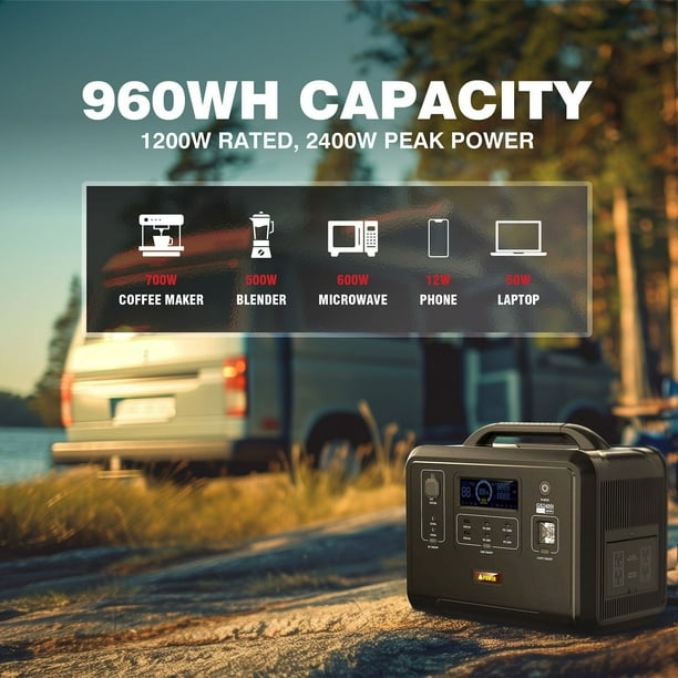 1200W Portable Power Station 960Wh Solar Generator LiFePO4 Battery GS2400i