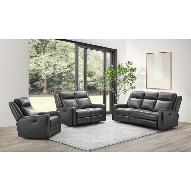 Rhodes 3-Piece Leather Manual Reclining Set, Assorted Colors