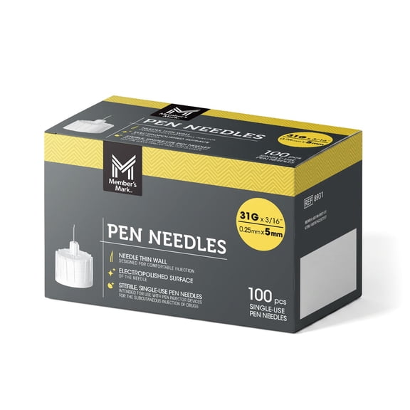 Member's Mark Pen Needles 31G x 5mm, 100 ct.