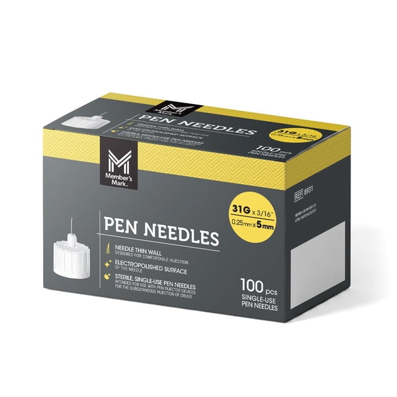 Member's Mark Pen Needles 31G x 5mm, 100 ct.