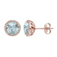 thumbnail image 1 of Round Cut Gemstone & 0.13 CT. T.W. Halo Diamond Stud Earrings in 14K Gold, 1 of 5
