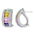 thumbnail image 1 of Multi-Color Created Sapphire Cuff Earrings in Sterling Silver, 1 of 5