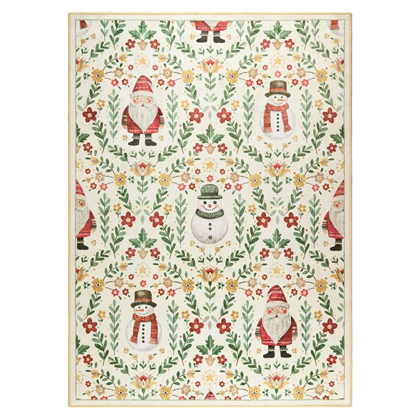 Frosty Bells Yale Haven Washable Recycled Holiday Area Rug