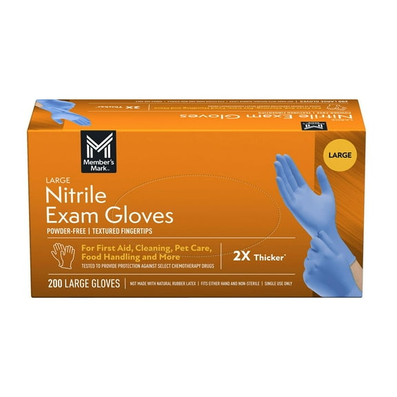 Member's Mark Nitrile Exam Gloves, Choose your Size, 200 ct.