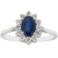 thumbnail image 1 of Oval Cut Gemstone & 0.23 CT. T.W. Diamond Halo Ring in 14K Gold, 1 of 6