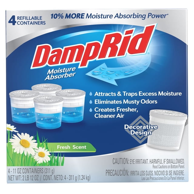DampRid Moisture Absorber, Fresh Scent, 11oz. Cups, 4 pk.