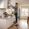 thumbnail image 4 of Simpli-Magic Black 2 or 3 Step Folding Ladder Options, ANSI Type III Certified, Lightweight Steel Step Stool with Anti-Slip Wide Steps and Padded Handrail for Kitchen, Closet, Office, Garage, 4 of 4