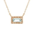 thumbnail image 1 of Baguette Cut Gemstone and 0.06 CT. T.W. Diamond Halo Pendant Necklace in 14K Gold, 1 of 5