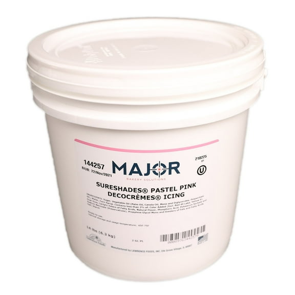 Major DecoCremes Buttercreme Icing Bucket, Pastel Pink, 14 lbs.