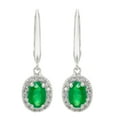 thumbnail image 2 of Oval Cut Genuine Gemstone and 0.16 CT. T.W. Diamond Dangle Earrings in 14K Gold, 2 of 4