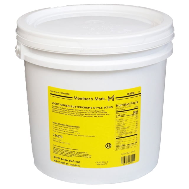 Member's Mark Buttercreme Icing, Light Green, 14 lbs.