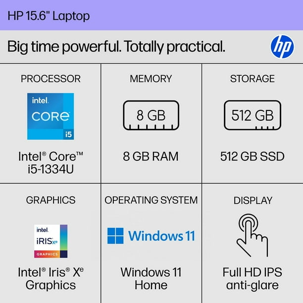 HP 15.6" FHD Windows 11 Touchscreen Laptop | Intel Core i5 | 8GB RAM | 512GB SSD | 2-Year HP Care Pack w/Accidental Damage Protection