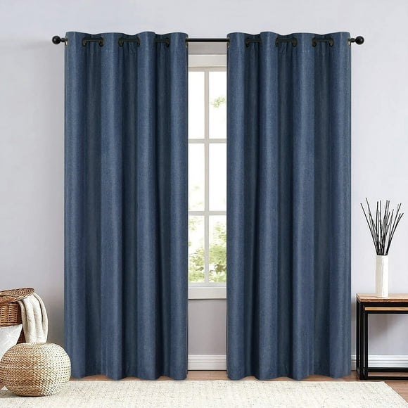 Sun Shield Chalmer Linen Blend 100% Blackout Panel Curtains (Pair) 7' to 9' Options