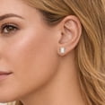 thumbnail image 5 of Baguette Cut Gemstone & 0.12 CT. TW Diamond Stud Halo Earrings in 14K Gold, 5 of 5