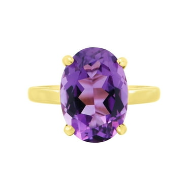 Solitaire Oval Gemstone Ring in 14K Gold