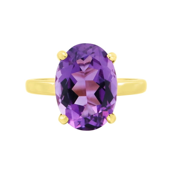 Solitaire Oval Gemstone Ring in 14K Gold