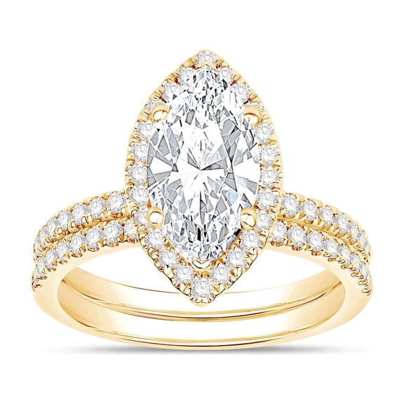 2.60 CT.T.W. Marquise Lab Created Diamond Bridal Set in 18K Gold