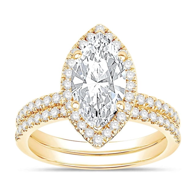 2.60 CT.T.W. Marquise Lab Created Diamond Bridal Set in 18K Gold