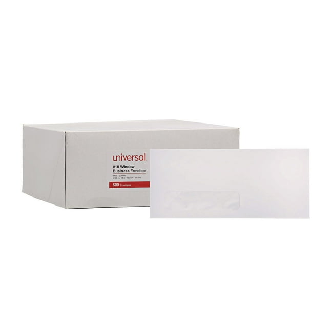 Universal® Window Business Envelope, #10, 4 1/8" x 9 1/2", White, 500/Box