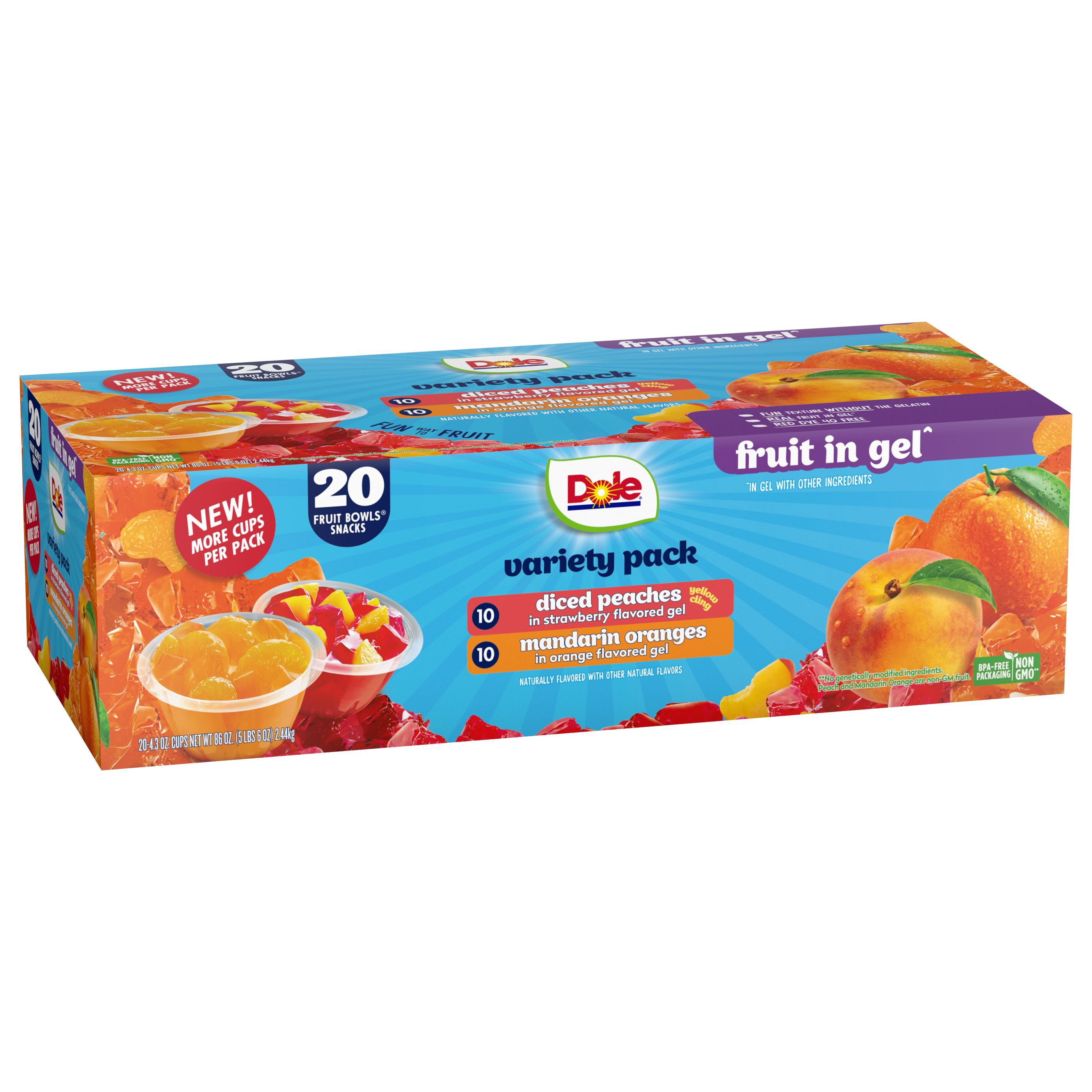 Dole Fruit Bowls in Gel, Variety Pack, 4.3 oz., 20 pk. - Samsclub.com