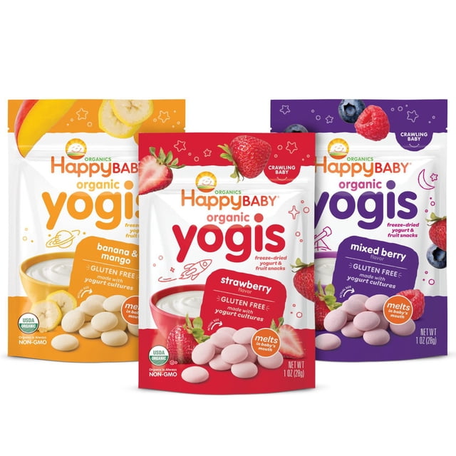 HappyBABY Organics Yogis Melts, Variety Pack, 1 oz., 3 ct.