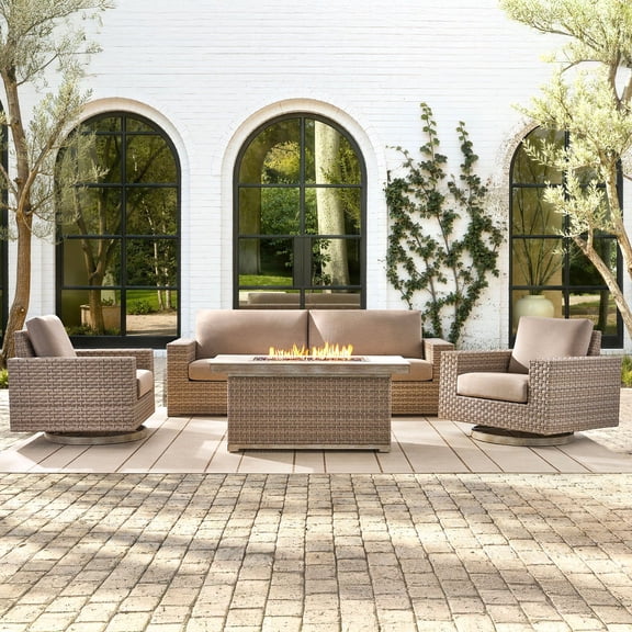 Member's Mark Olympus XL Deep Seating Fire Set with Sunbrella Fabric, 4pc