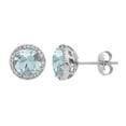 thumbnail image 1 of Round Cut Gemstone & 0.13 CT. T.W. Halo Diamond Stud Earrings in 14K Gold, 1 of 5