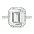 thumbnail image 1 of Lab Created Emerald Cut Gemstone and Diamond Ring in Sterling Silver, 1 of 4