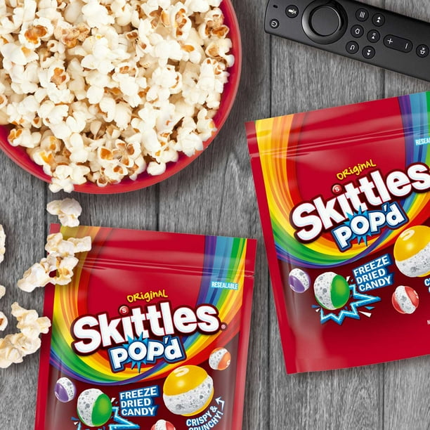 Skittles Pop'd Originals Freeze Dried, Resealable Candy, 5.5 oz, 2