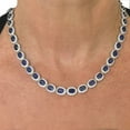 thumbnail image 4 of Oval Cut Lab Created Gemstone Halo Tennis Necklace in Sterling Silver, 4 of 4